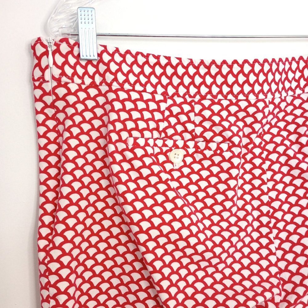 Talbots Chatham Red & White Scallop Print Ankle Pants - Picture 6 of 9